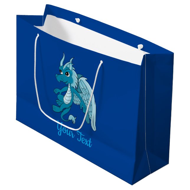 Personalizado Dragón azul Bolsa de regalo grande (Angulo Anverso)
