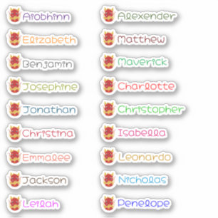 Personalizado Dragón Cute Pegatinas de nombres múl