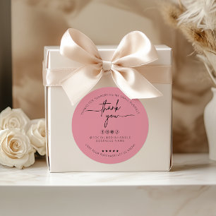 Personalizado Dusty Rosa Pegatina Gracias Etiqueta