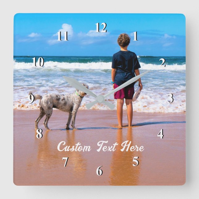 Personalizado el reloj de fotos con texto personal (Anverso)