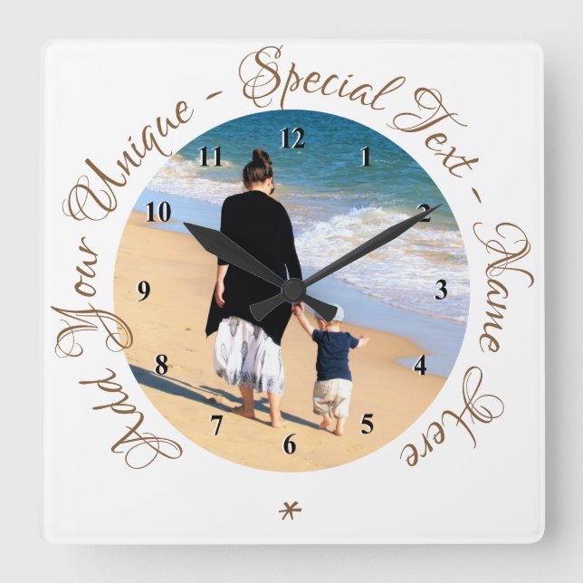 Personalizado el reloj de fotos con texto personal (Anverso)