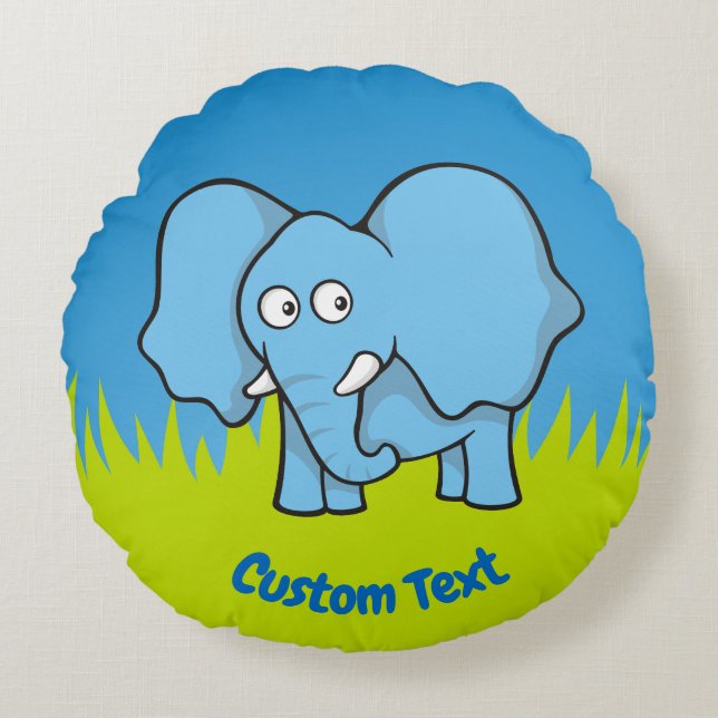 Personalizado elefante azul almohada redonda (Anverso)