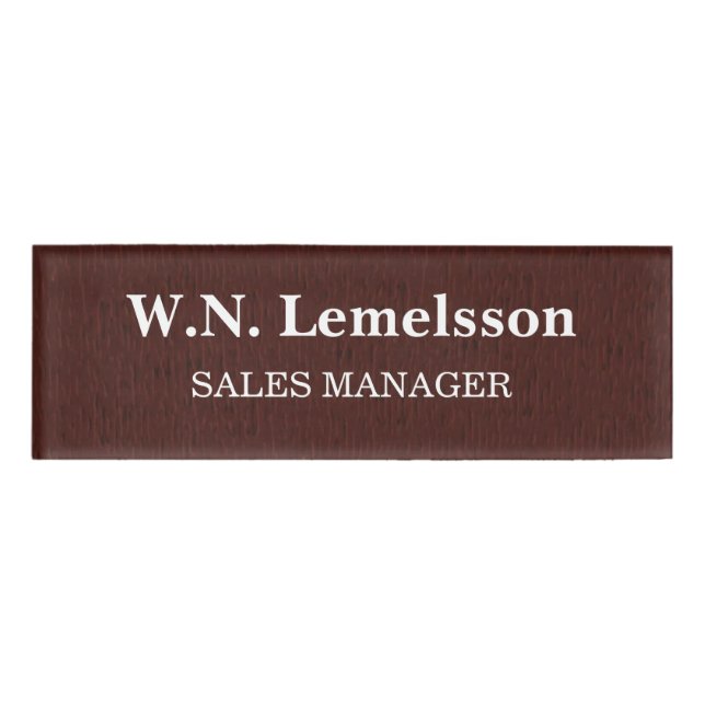 Personalizado Elegant Wood-Grain Name Etiqueta (Anverso)