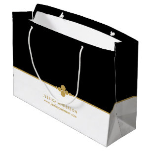 Personalizado elegante de oro negro bolsa de regal