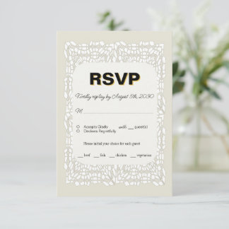 Personalizado elegante tarjeta RSVP blanca para bo