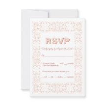 Personalizado elegante tarjeta RSVP de encaje rosa