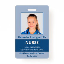 Personalizado Empleado Foto Tarjeta médica azul
