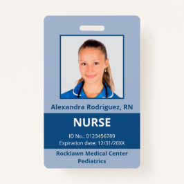 Personalizado Empleado Foto Tarjeta médica azul