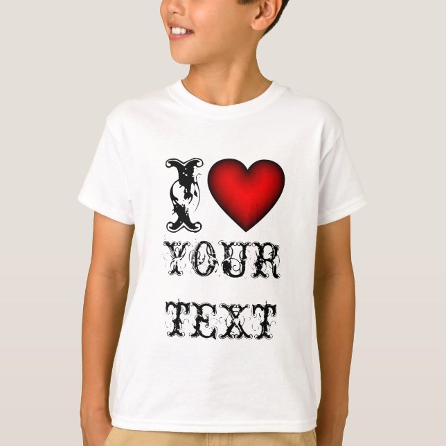 Personalizado en texto de corazón a camisetas / Ha (Anverso)