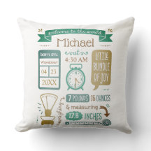 Personalizado Estadísticas de nacimiento Cojín dec