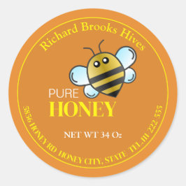 Personalizado Etiqueta de abeja Pegatina amarillo
