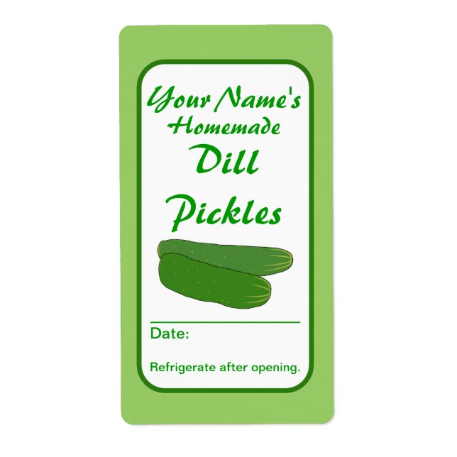 Personalizado Etiquetas de Jar de Pickle Añadir su (Frente)