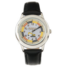 Personalizado excavadora fría reloj de niños negro