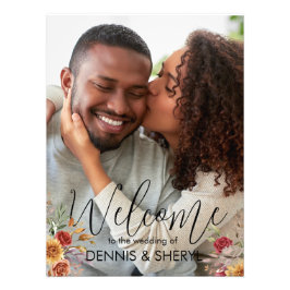 Personalizado Fall Floral Foto Rótulo Boda moderno