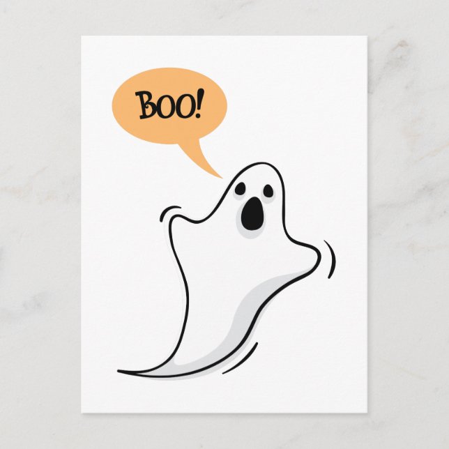 ¡personalizado fantasma diciendo Boo! postal (Anverso)