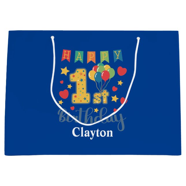 Personalizado Feliz 1er cumpleaños Bolsa de regalo (Anverso)