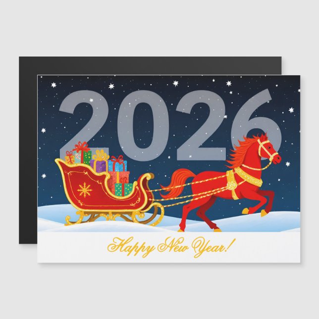 Personalizado feliz Año Nuevo del caballo rojo fer (Anverso/Reverso)