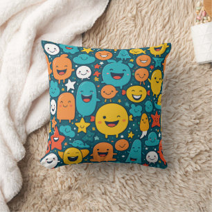 Personalizado feliz cara patrón almohada
