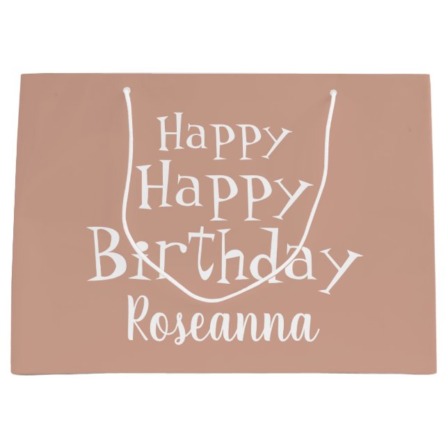 Personalizado Feliz cumpleaños Beige Bolsa de rega (Anverso)