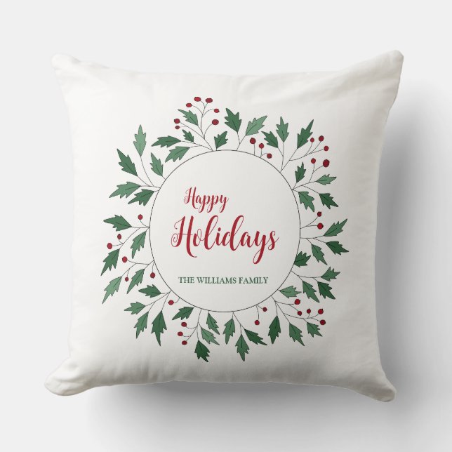 Personalizado Feliz feriado Cojín decorativo de la (Anverso)
