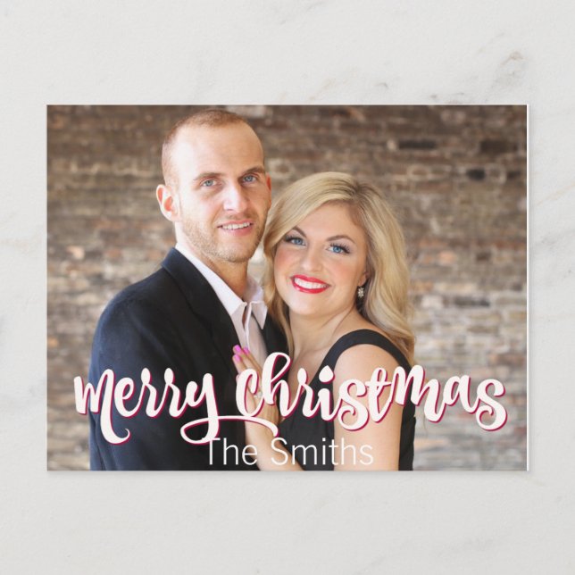 Personalizado Feliz Navidad One Photo Postcard (Anverso)