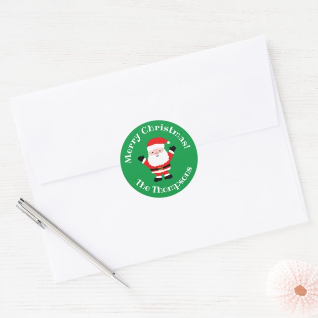 Personalizado Feliz Navidad pegatinas con un lindo (Sobre)