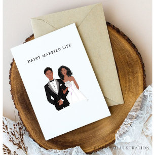 Personalizado, feliz vida de casada, pareja negra,