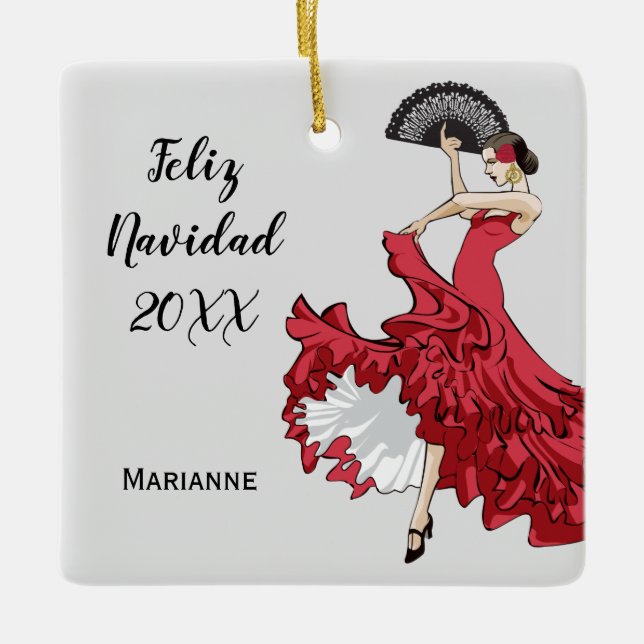 Personalizado Flamenco Ornamento de Navidad (Anverso)