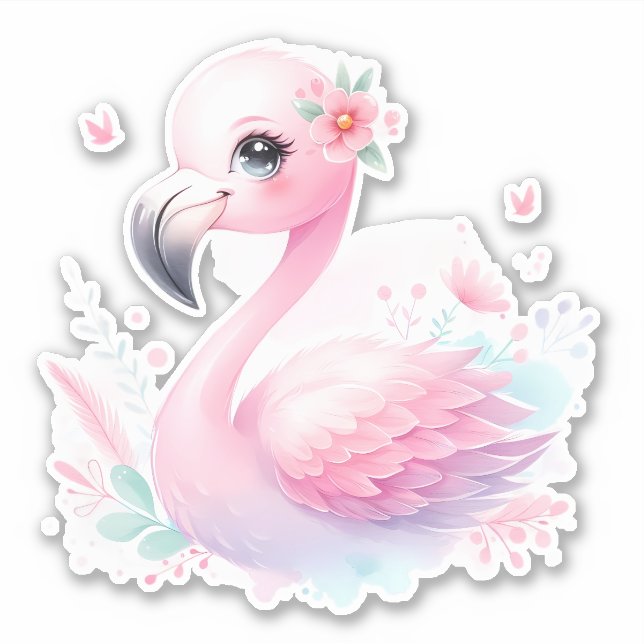 Personalizado Flamingo Pegatina Cortar Scrapbookin (Anverso)