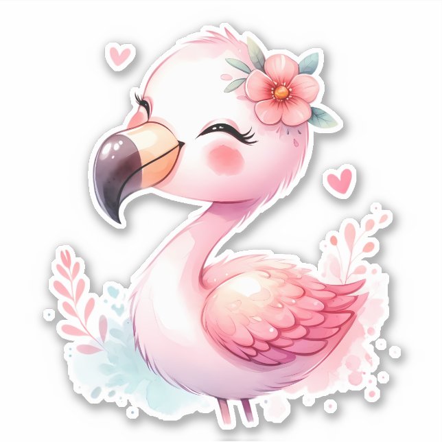 Personalizado Flamingo Pegatina Cortar Scrapbookin (Anverso)