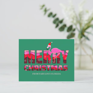 Personalizado Flamingo Rosa Feliz Navidad