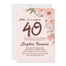 Personalizado Floral 40.ª invitación a cumpleaños