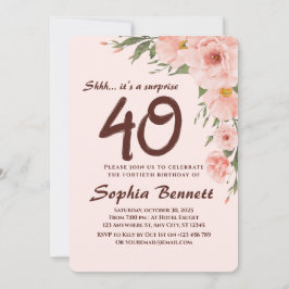 Personalizado Floral 40.ª invitación a cumpleaños