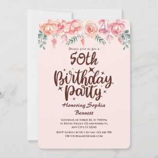 Personalizado Floral 50.ª invitación a fiesta de c