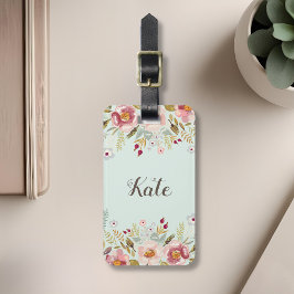 Personalizado floral acuarela Monograma Etiqueta d