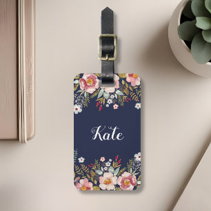Personalizado floral acuarela Monograma Etiqueta d