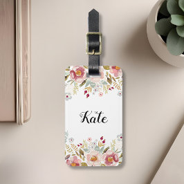 Personalizado floral acuarela Monograma Etiqueta d