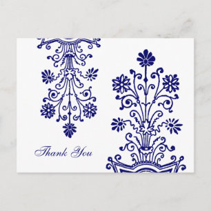 Personalizado Floral Azul Etched Gracias Postales