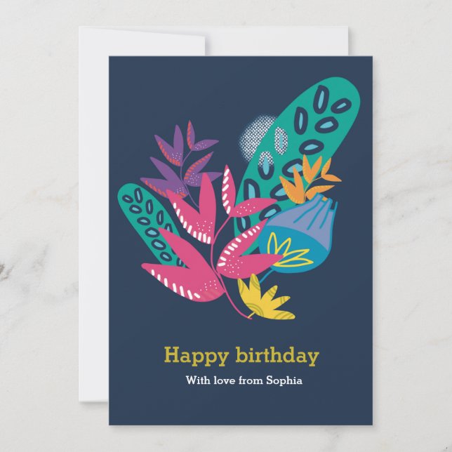 personalizado floral azul moderno hermosa tarjeta  (Anverso)