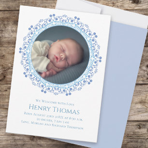 Personalizado floral Blue Baby Photo Cute
