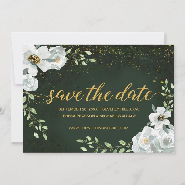 Personalizado Floral Encantado Boda Forestal Verde (Anverso)