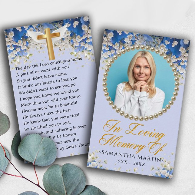 Personalizado floral Foto Tarjeta de oración funer (Subido por el creador)