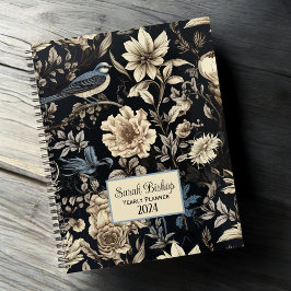 Personalizado floral oscuro planificador anual tap