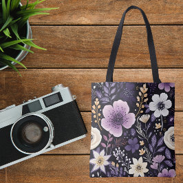 Personalizado Flores Púrpuras le dan una bolsa a e