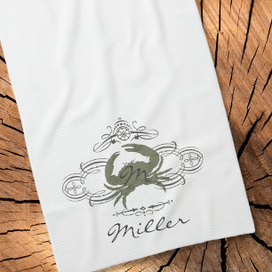 Personalizado Flourish Crab Kitchel Toalla