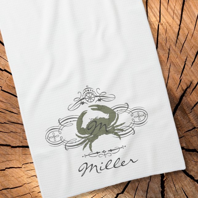 Personalizado Flourish Crab Kitchel Toalla (Subido por el creador)