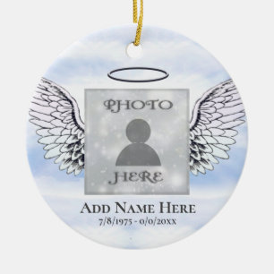 Personalizado Foto Angel Wings Memorial Ornamento 