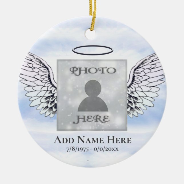 Personalizado Foto Angel Wings Memorial Ornamento  (Frente)