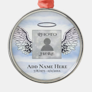 Personalizado Foto Angel Wings Memorial Ornamento