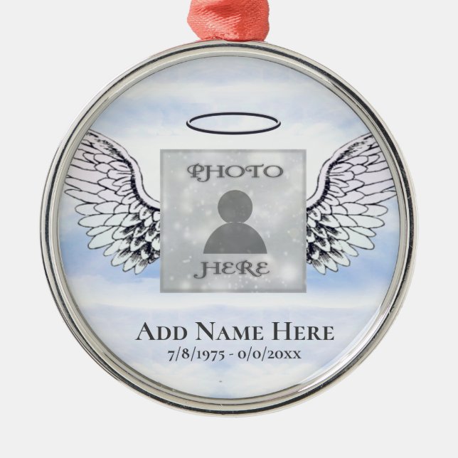 Personalizado Foto Angel Wings Memorial Ornamento  (Frente)